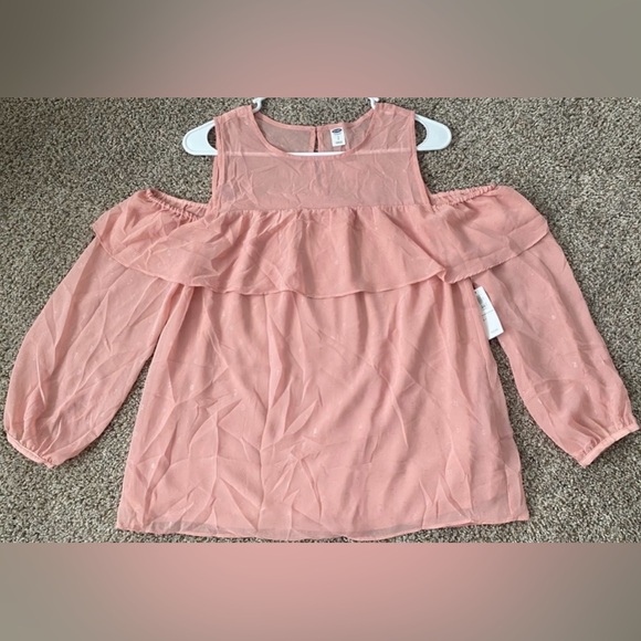 •NWT•Old Navy Metallic Dot Flowy Cold Shoulder Top - Picture 2 of 13